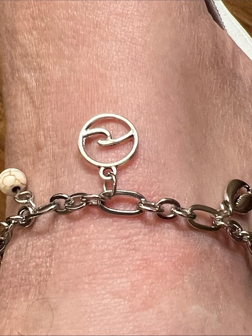 🌞 Sterling Silver Charm Bracelet w/Turquoise Accents Turtles Dolphins Whales OS